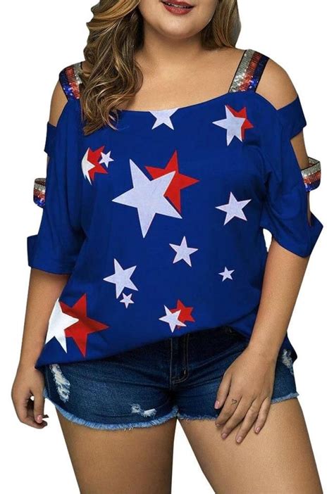 red white blue ladies tops.